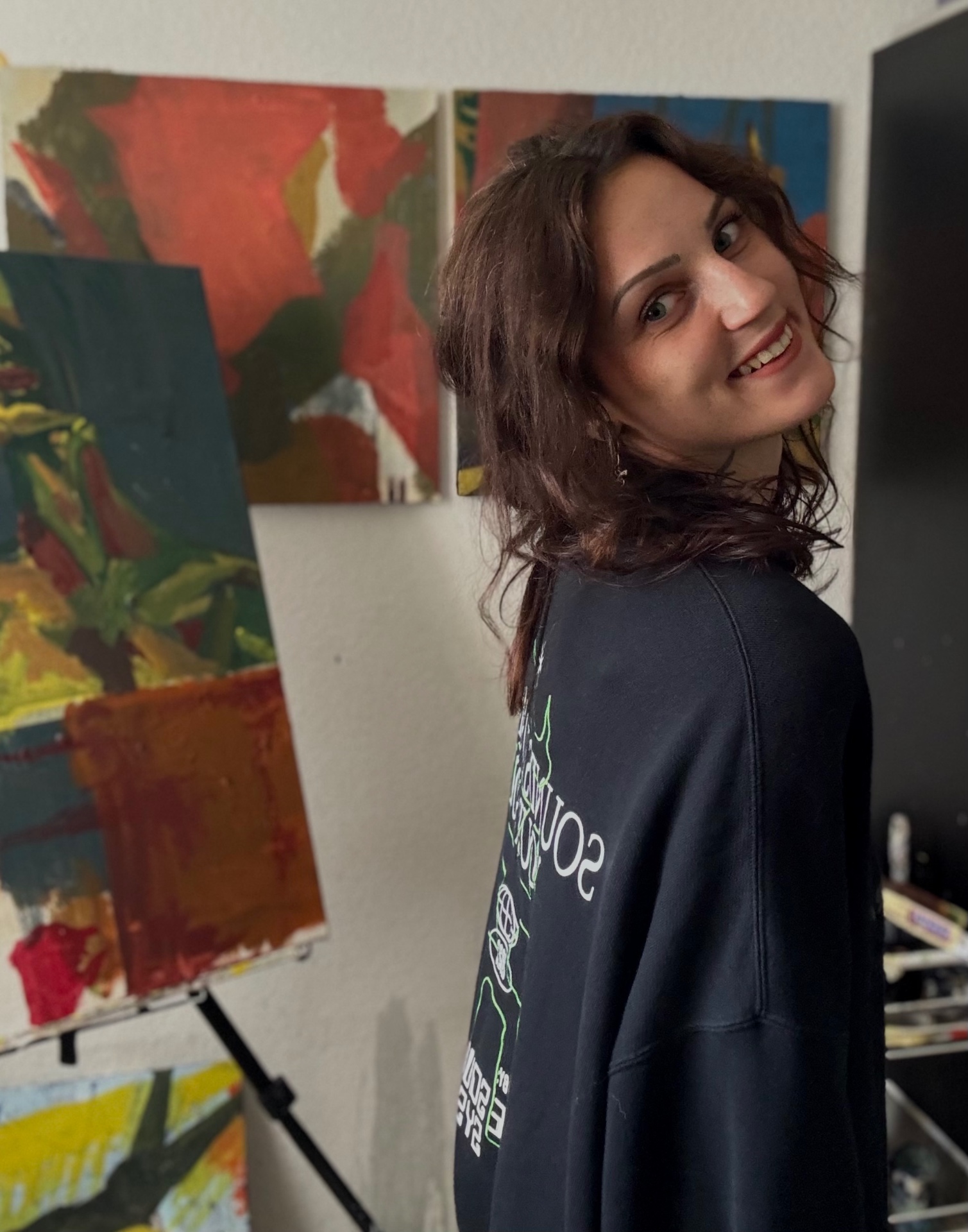 Zwischen den Arbeiten im Atelier