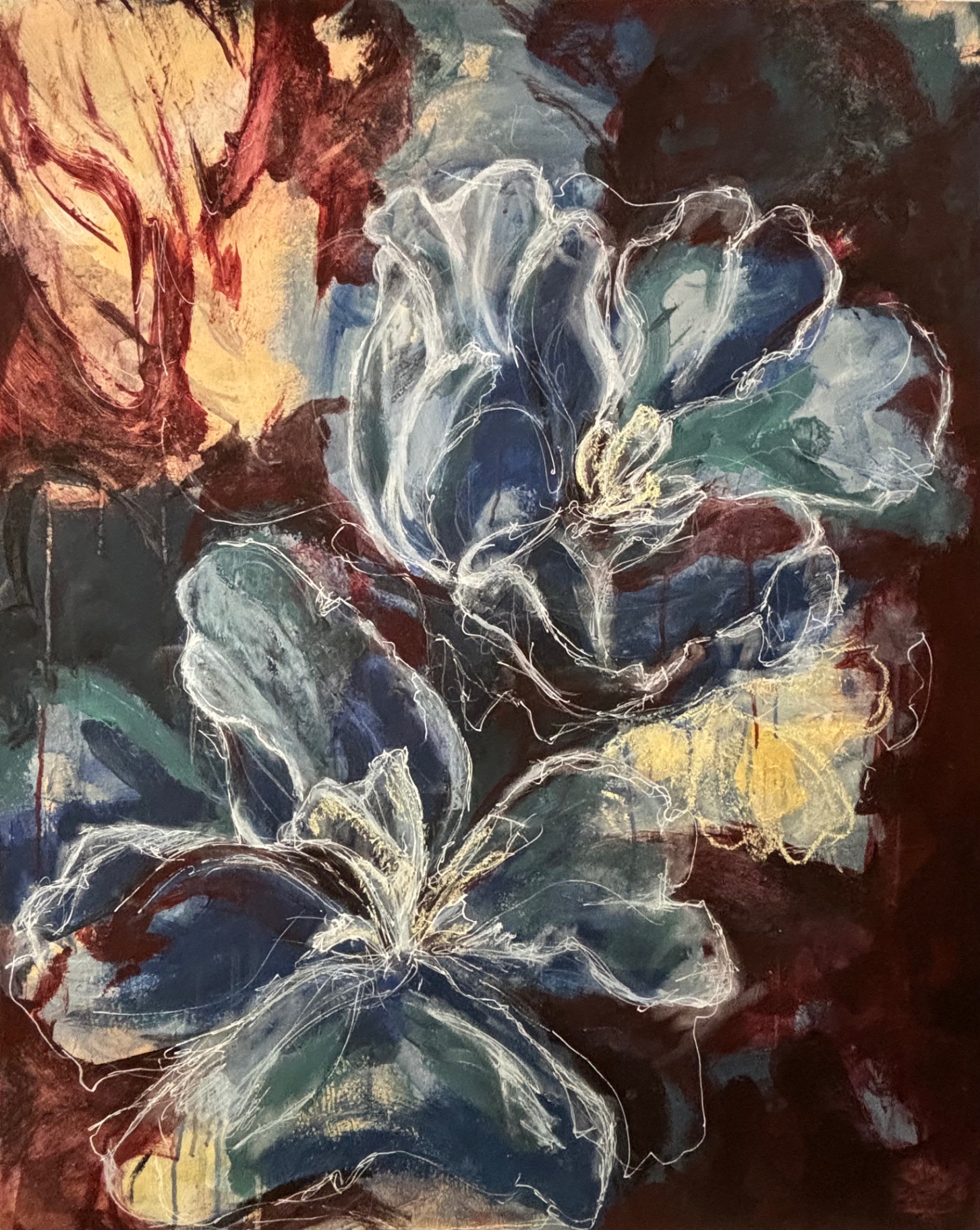 Gemälde Inneres Blumenpflücken