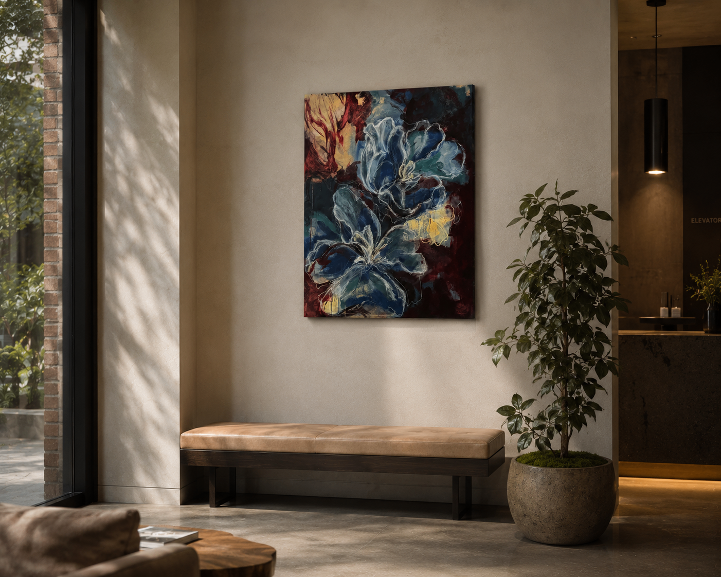 „Inneres Blumenpflücken" als Interior-Ansicht im Raum