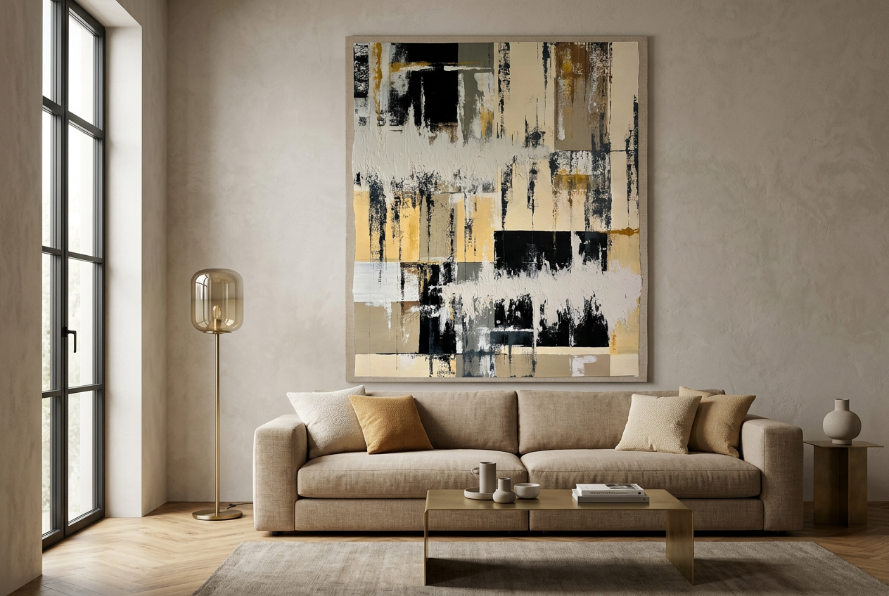 Werk von Lena Evelyn Krieger im Wohnzimmer — Mockup