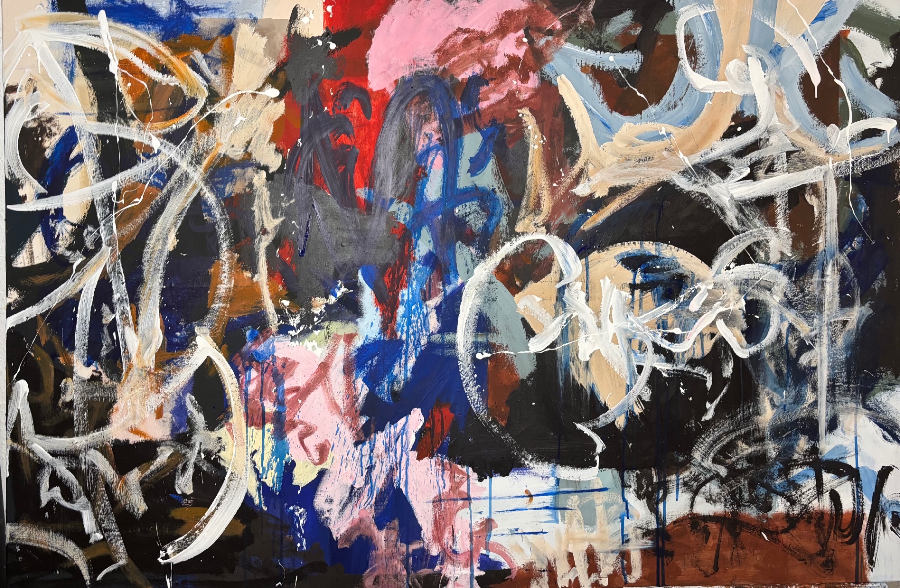 Gemälde „Asservatenkammer" (2026) — 150 × 100 cm, Gestische Malerei, von Lena Evelyn Krieger