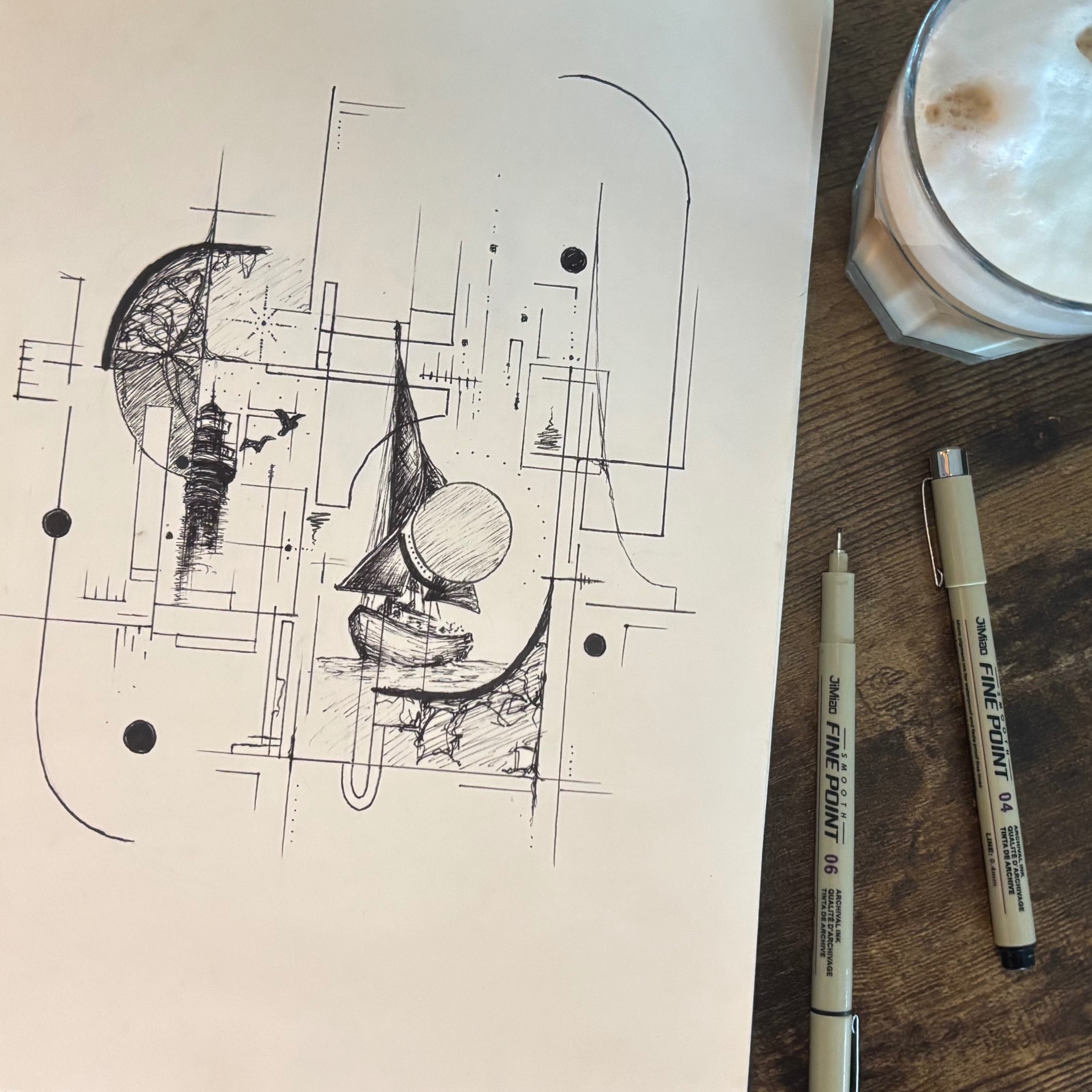 Zeichnung Hafen der Linien von Lena Evelyn Krieger